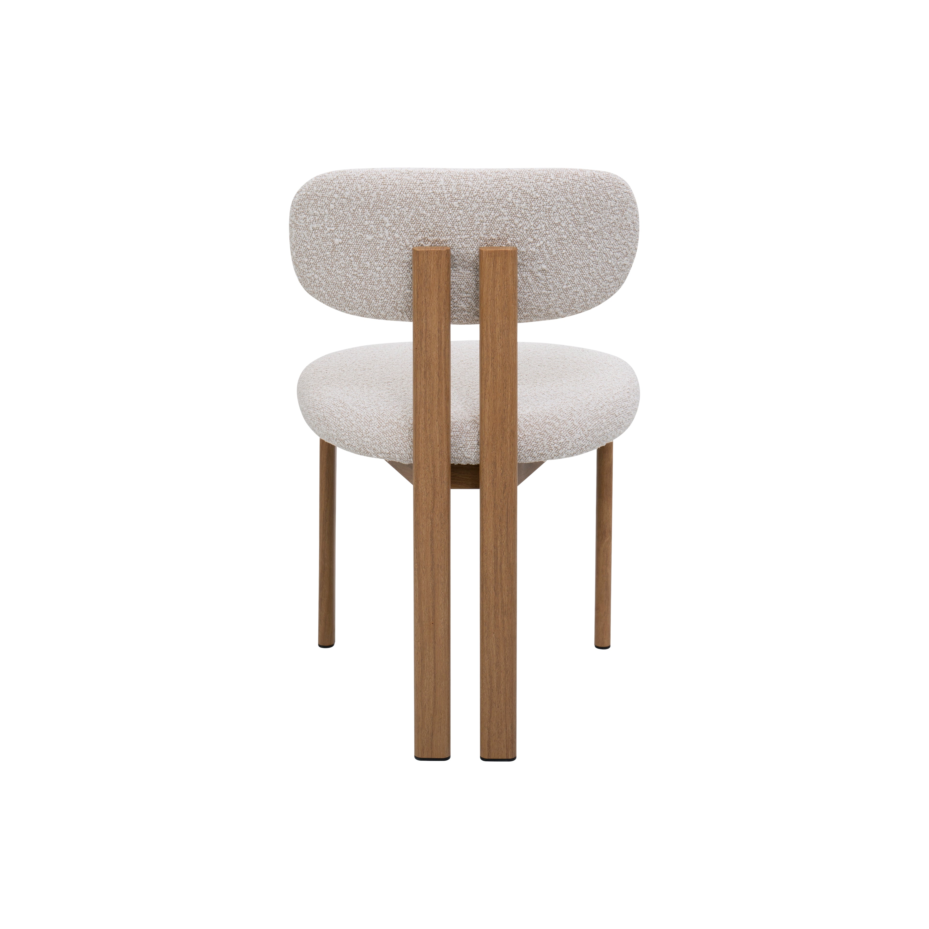 Silla de comedor nórdica acero nogal bouclé Ranya