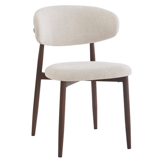 Silla de comedor nórdica nogal tapizado beige Leisa