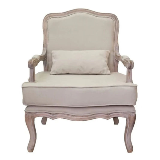 Sillón clásico Luis XV lino beige