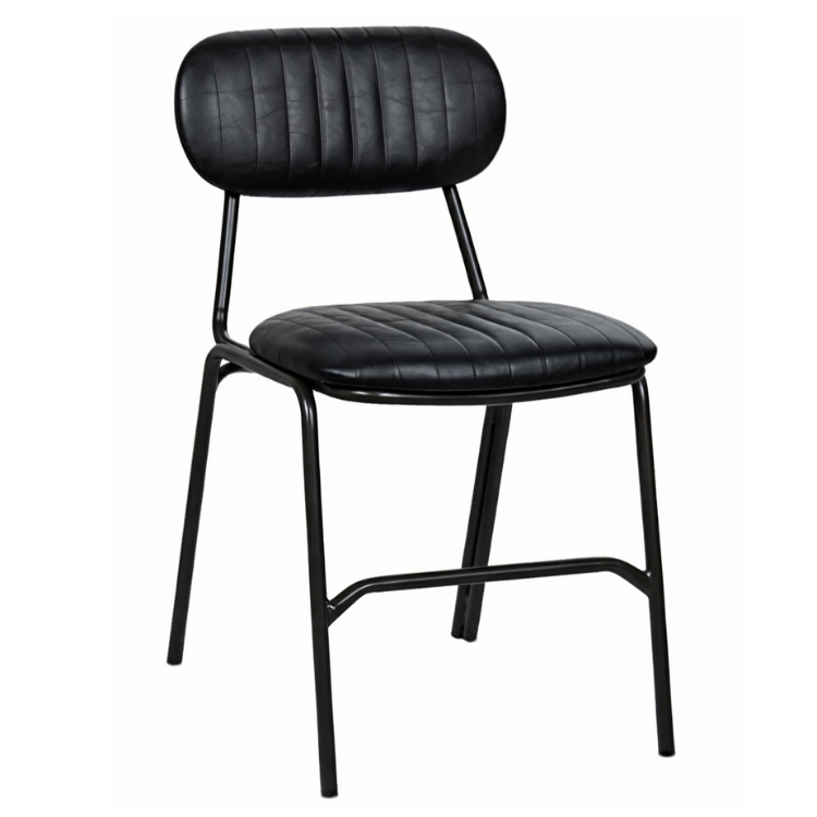 Chaise de salle à manger vintage en semi-cuir Atila