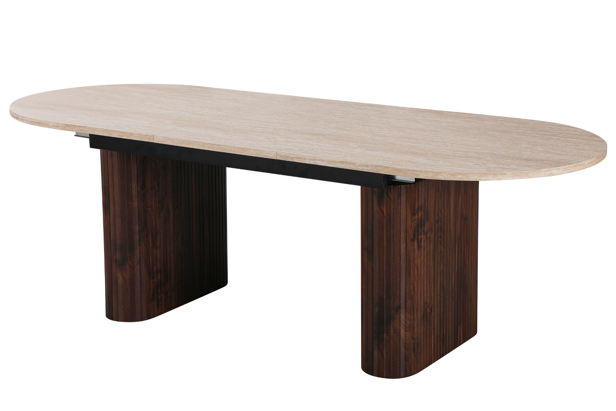 Mesa de comedor extensible ovalada  Traventino-nogal 180-230 cm