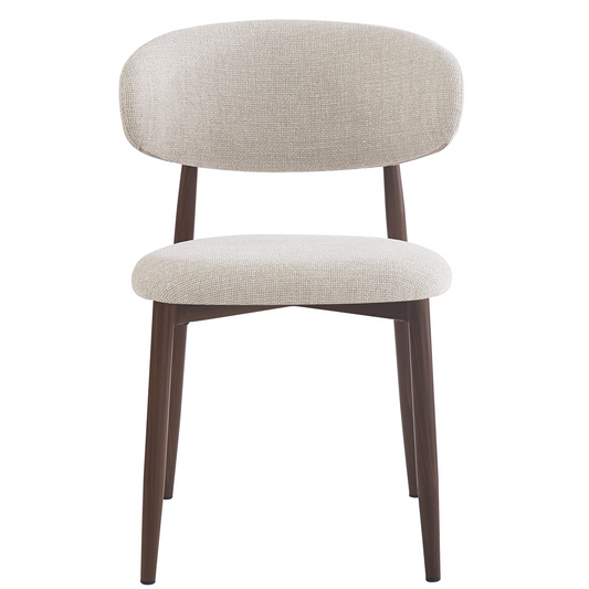 Silla de comedor nórdica nogal tapizado beige Leisa