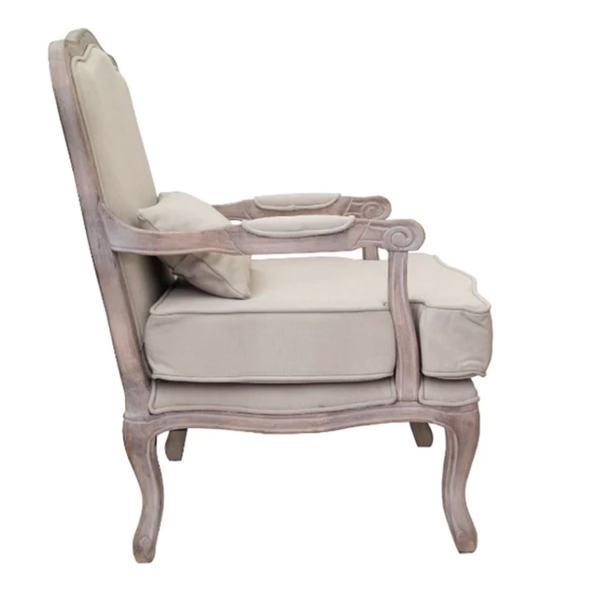 Sillón clásico Luis XV lino beige