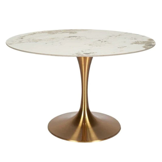 Mesa de comedor piedra sinterizada Tulip inox gold