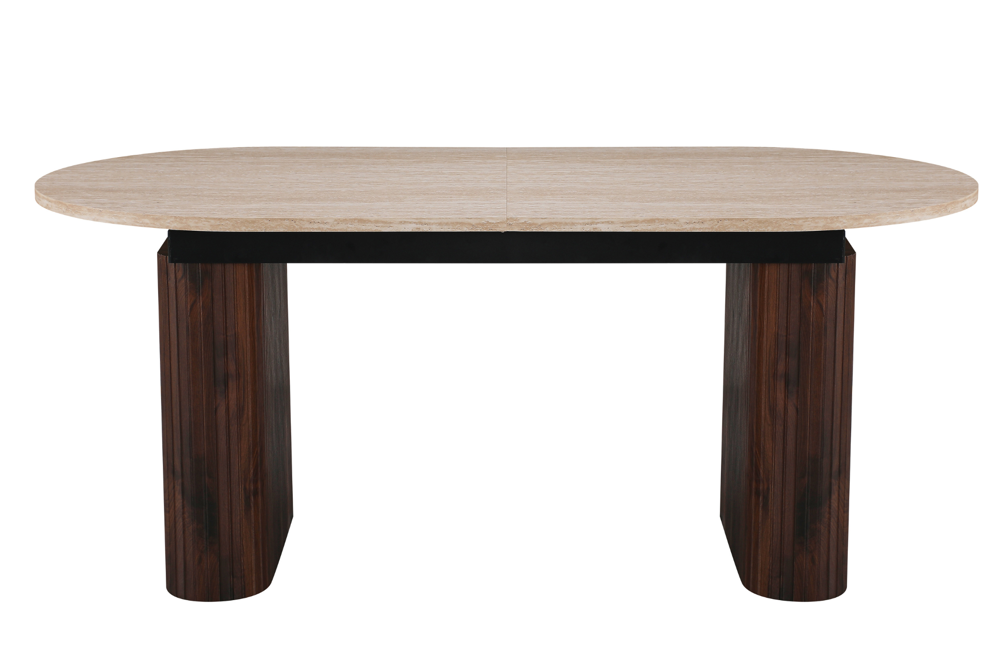 Mesa de comedor extensible ovalada  Traventino-nogal 180-230 cm