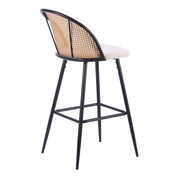 Taburete de bar ratán asiento tapizado Flavia