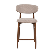 Taburete nórdico nogal tapizado beige Leisa 65cm