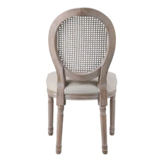 Pack 2 sillas de comedor medallón Luis XVI ratán y tejido beige