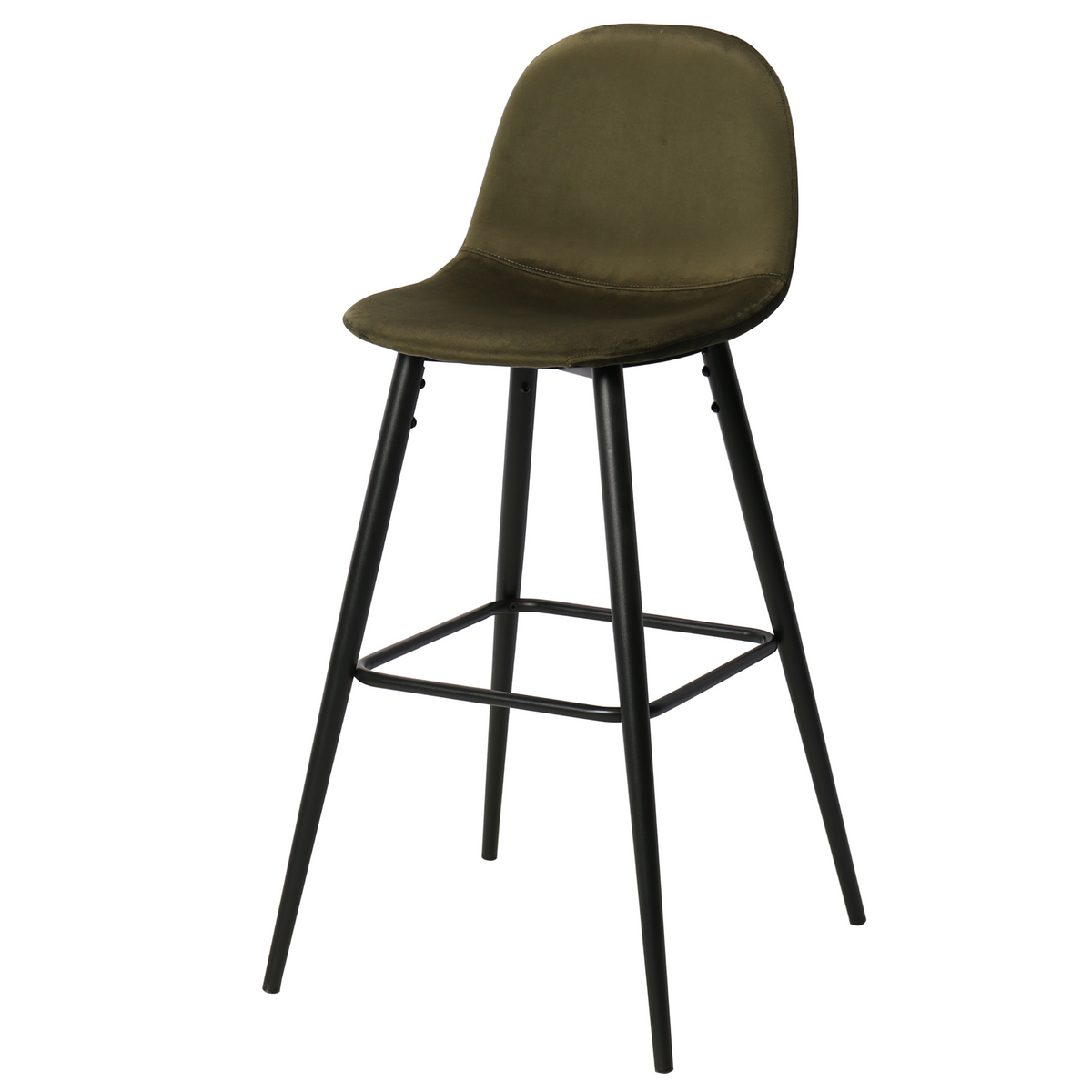 Taburete de bar acero negro terciopelo verde Thomas