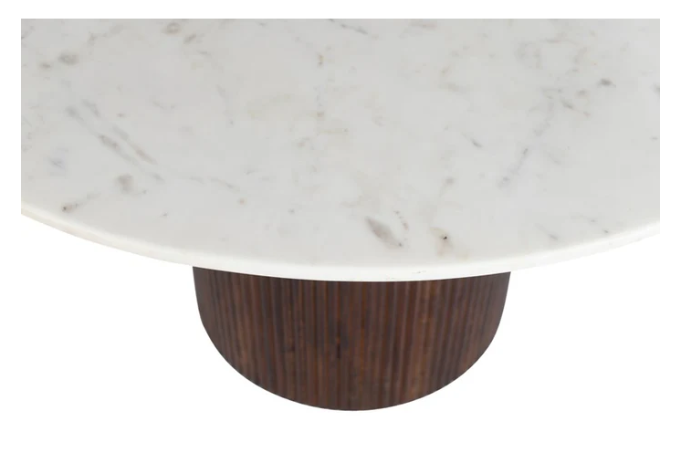 Mesa de comedor redonda mármol y madera de mango Zally