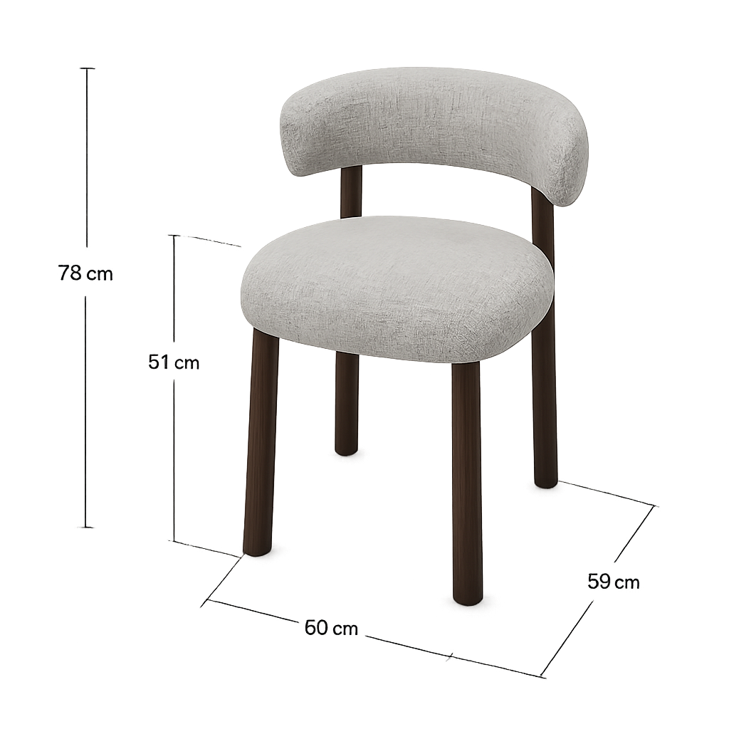 Silla de comedor ARWEN tapizada beige acabado nogal