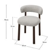 Silla de comedor ARWEN tapizada beige acabado nogal