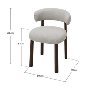 Silla de comedor ARWEN tapizada beige acabado nogal