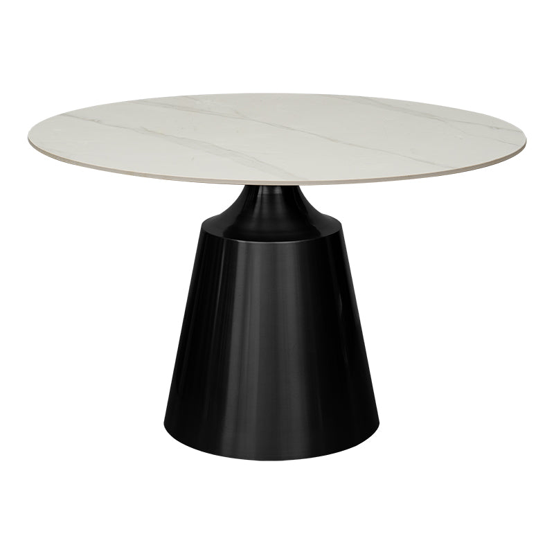 Mesa de comedor redonda piedra sinterizada 130 base gris grafito Ania