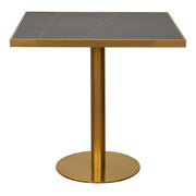 Mesa de bar cuadrada inox dorada piedra sinterizada 70-80cm borde dorada