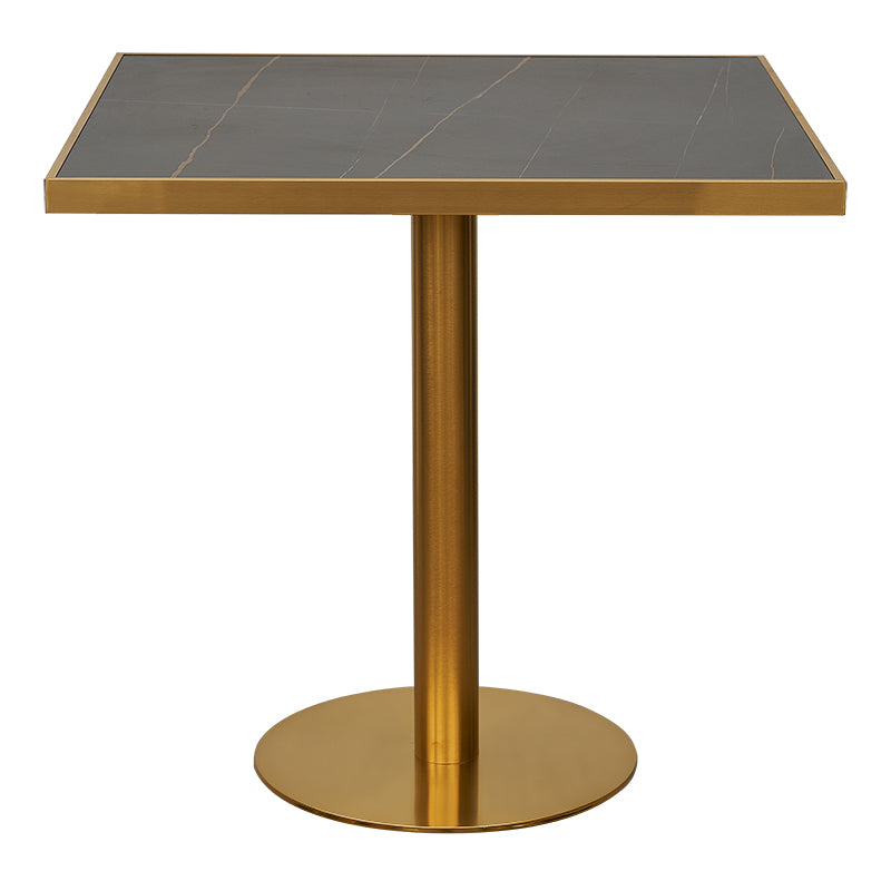 Mesa de bar cuadrada inox dorada piedra sinterizada 70-80cm borde dorada