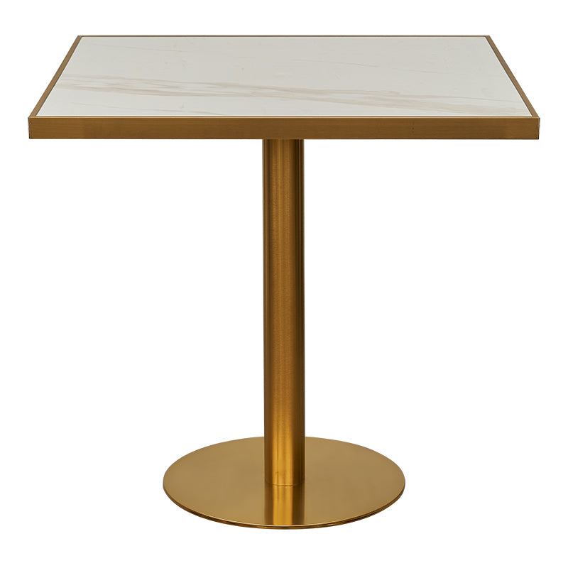 Mesa de bar cuadrada inox dorada piedra sinterizada 70-80cm borde dorada