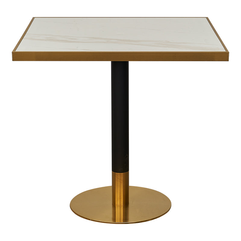Mesa de bar cuadrada inox dorada piedra sinterizada 70-80cm