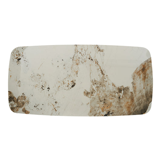 Mesa de comedor rectangular piedra sinterizada 180 base dorada Ania