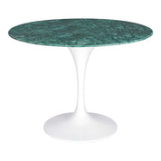 Mesa tulip acero inoxidable oro mármol verde 120cms