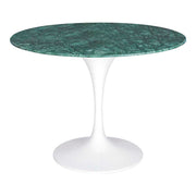Mesa tulip acero inoxidable oro mármol verde 120cms