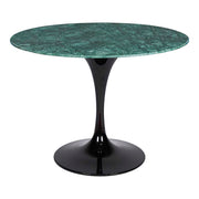 Mesa tulip acero inoxidable oro mármol verde 120cms