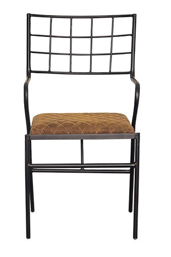 Silla industrial de cuero con reposabrazos flora
