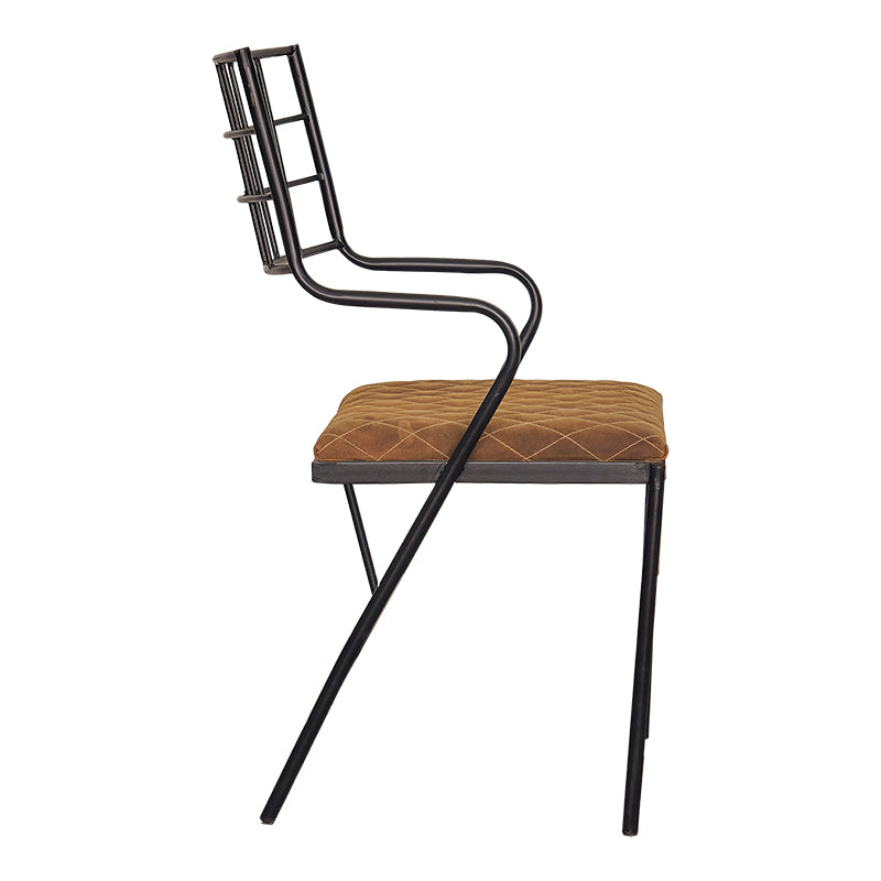 Silla industrial de cuero con reposabrazos flora