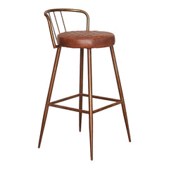 Taburete de bar acero envejecido y cuero Andrax