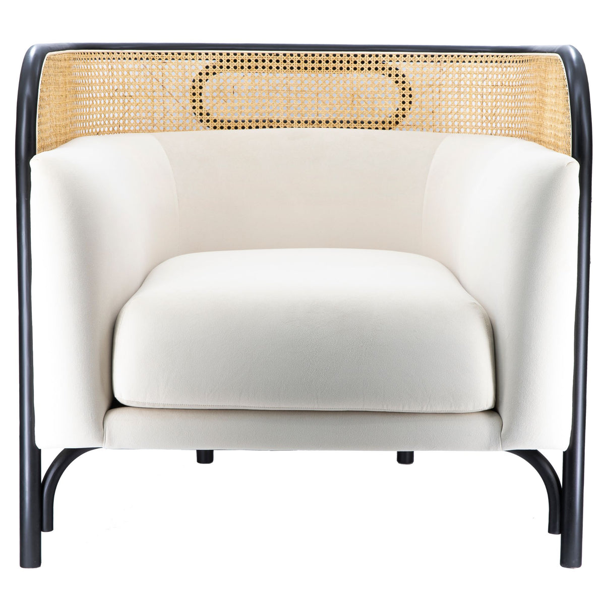 Fauteuil Snoll en rotin et bois laqué