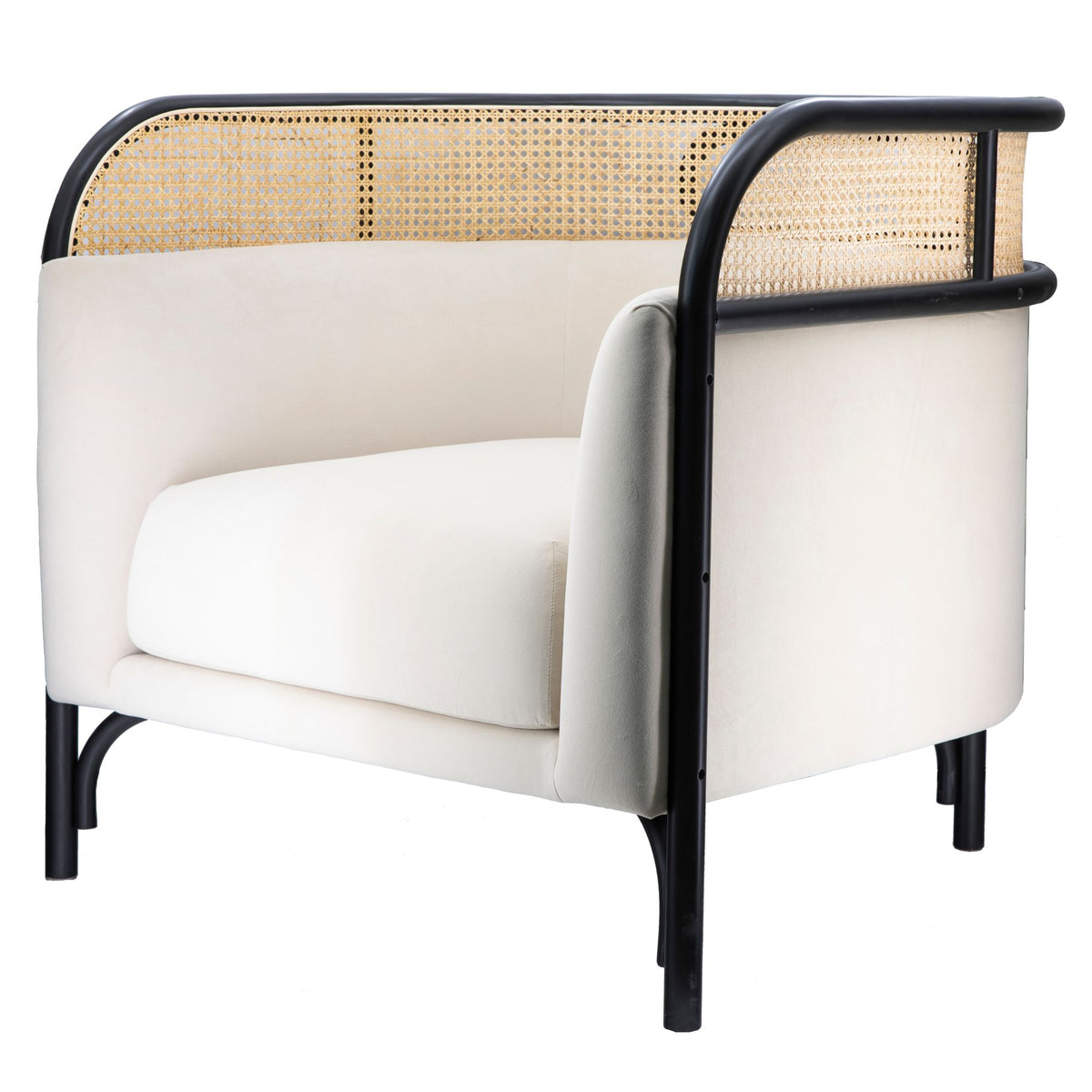 Fauteuil Snoll en rotin et bois laqué