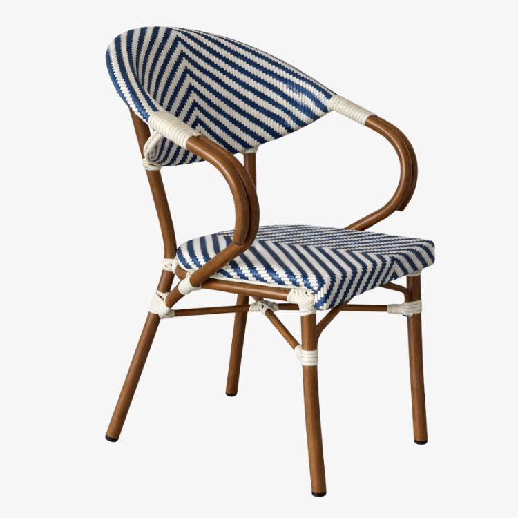 Silla Bistro Parisina Azul con Brazos