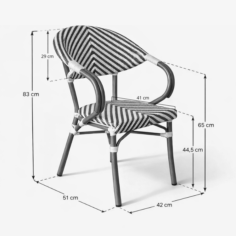 Silla Bistro Parisina Azul con Brazos