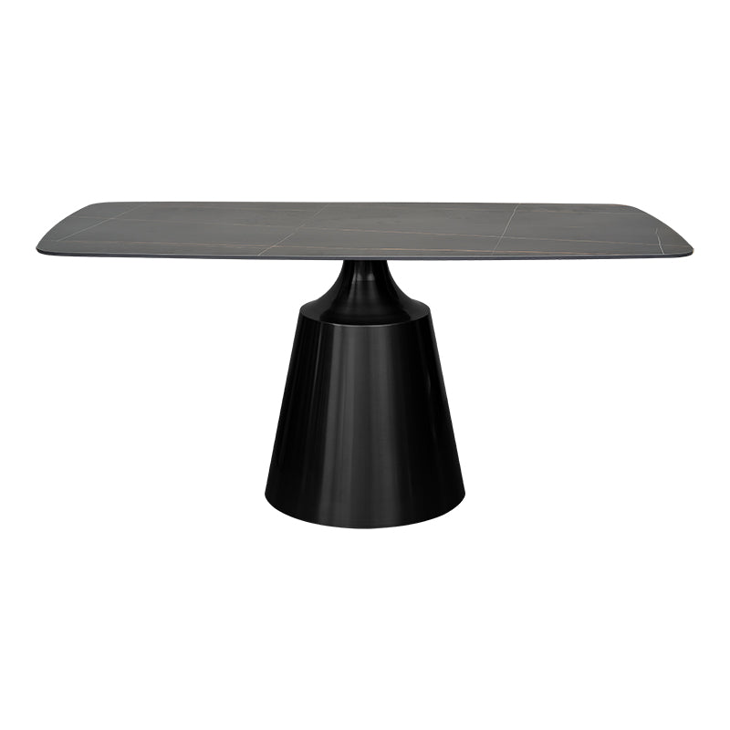 Mesa de comedor rectangular piedra sinterizada 160 base gris grafito Ania