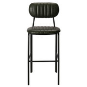 Taburete de bar vintage acero negro y semipiel Atila H75 marrón