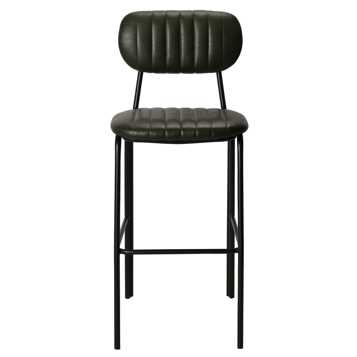 Taburete de bar vintage acero negro y semipiel Atila H75 marrón