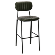 Taburete de bar vintage acero negro y semipiel Atila H75 marrón