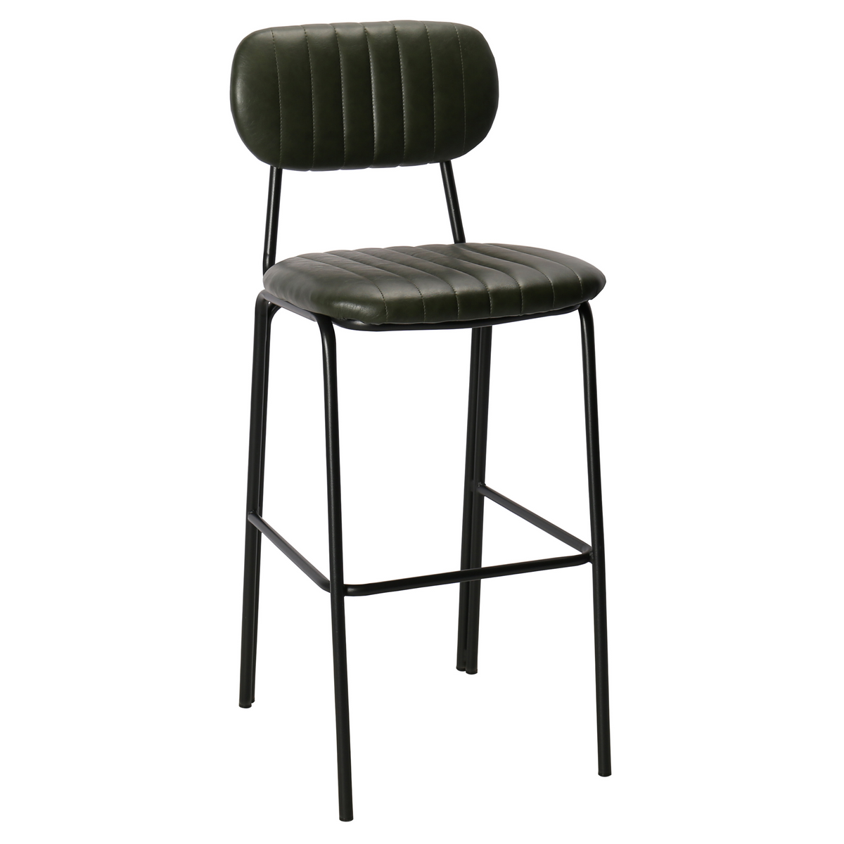 Taburete de bar vintage acero negro y semipiel Atila H75 marrón