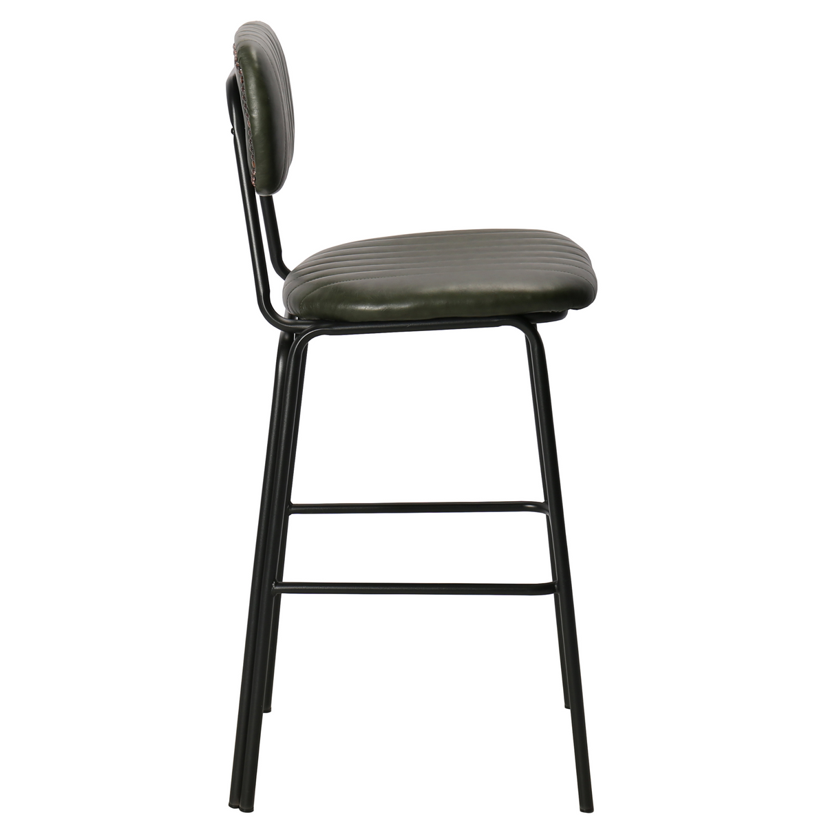 Taburete de bar vintage acero negro y semipiel Atila H75 marrón