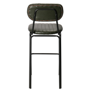 Taburete de bar vintage acero negro y semipiel Atila H75 marrón