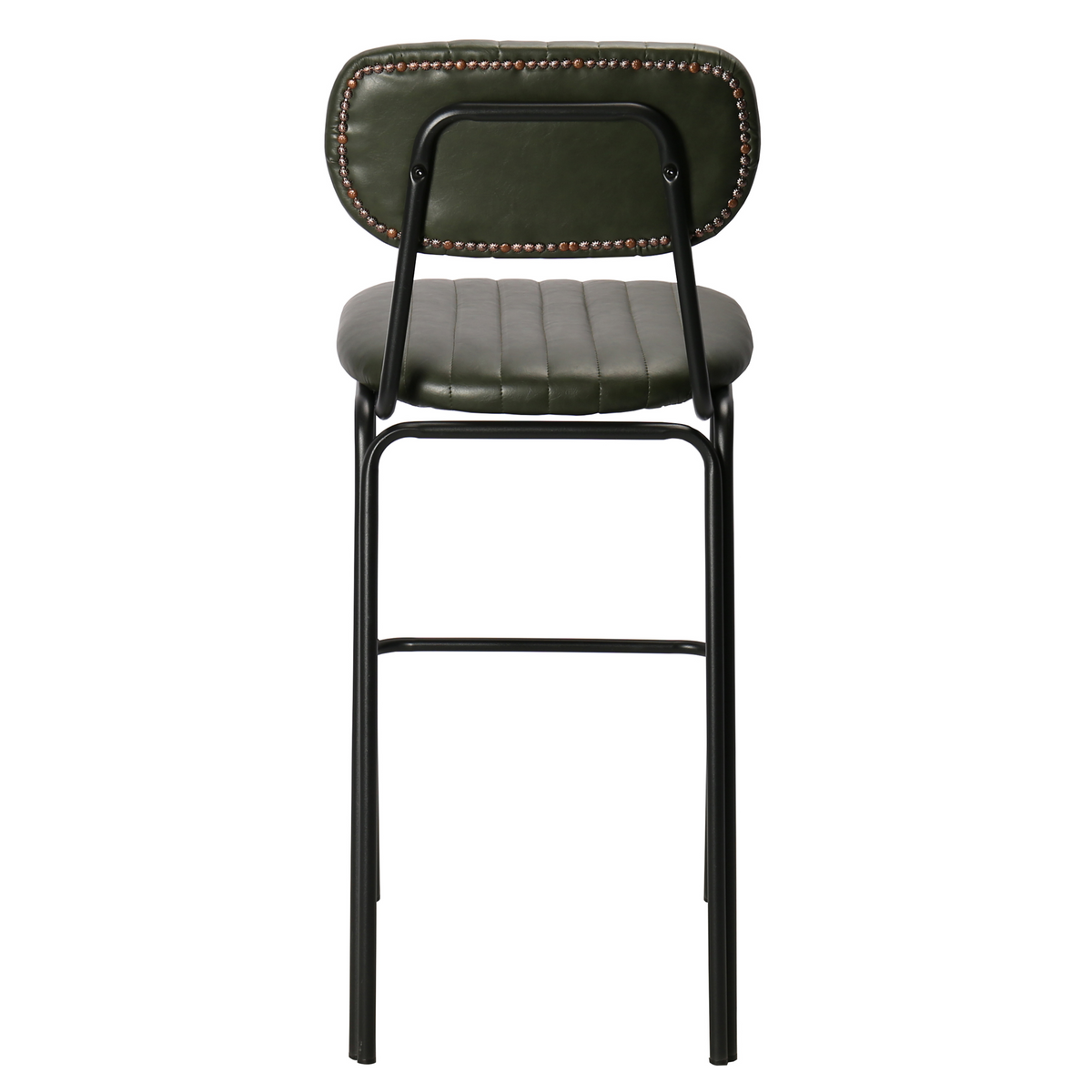 Taburete de bar vintage acero negro y semipiel Atila H75 marrón