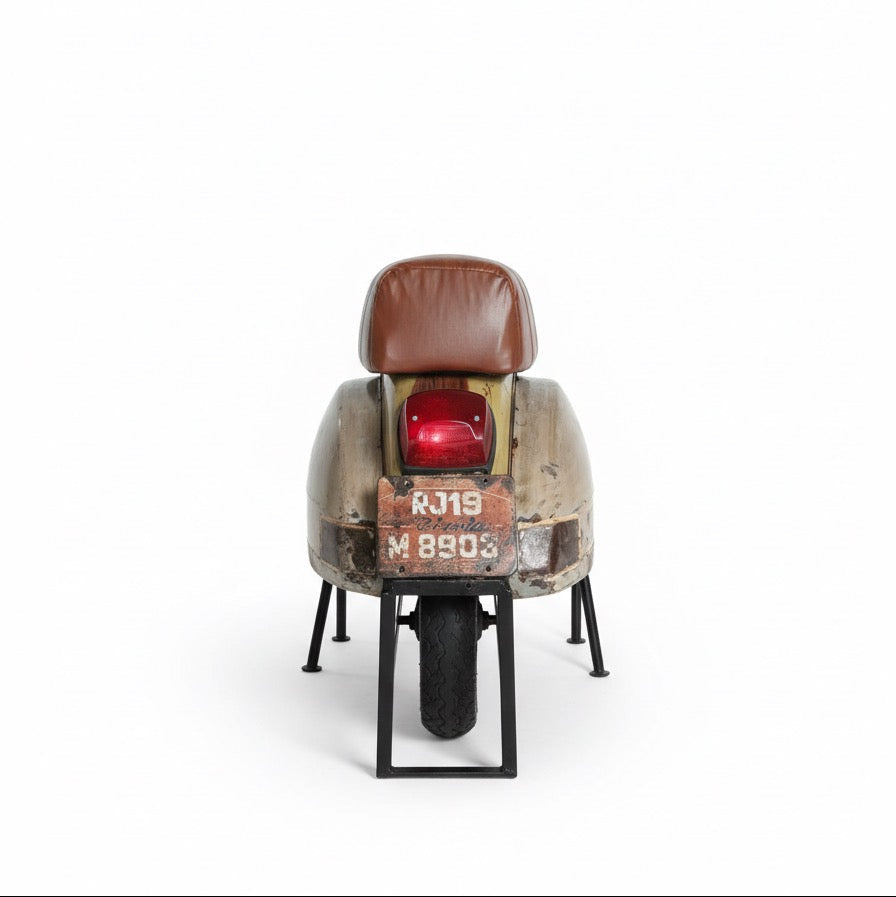 Taburete de bar scooter cuero marrón
