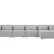 Sofá esquinero modular 4 plazas con puff gris Leila