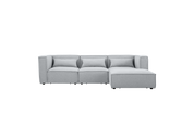 Sofá esquinero modular 4 plazas con puff gris Leila