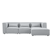 Sofá esquinero modular 4 plazas con puff gris Leila