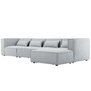Sofá esquinero modular 4 plazas con puff gris Leila