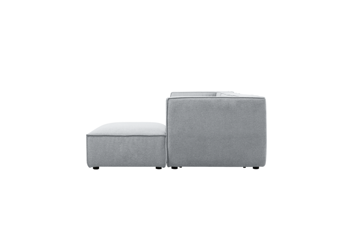 Sofá esquinero modular 4 plazas con puff gris Leila