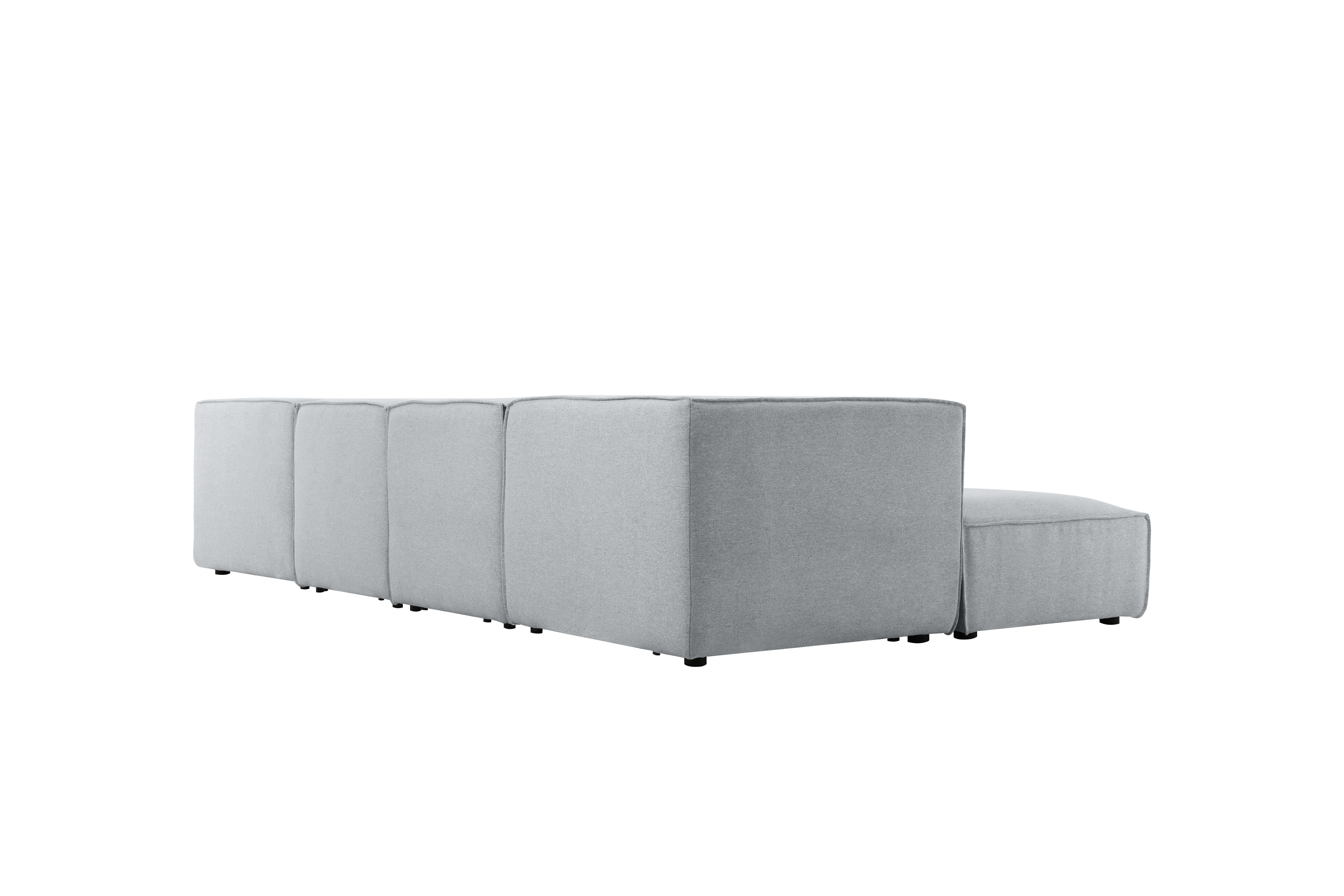 Sofá esquinero modular 4 plazas con puff gris Leila