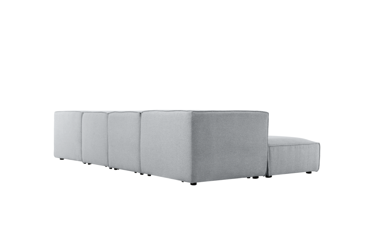 Sofá esquinero modular 4 plazas con puff gris Leila