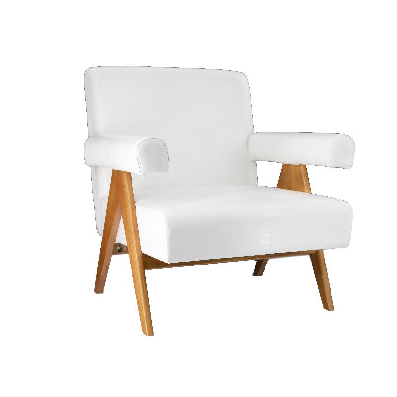 Sillón longue brazos Kitto madera y cuero ecológico